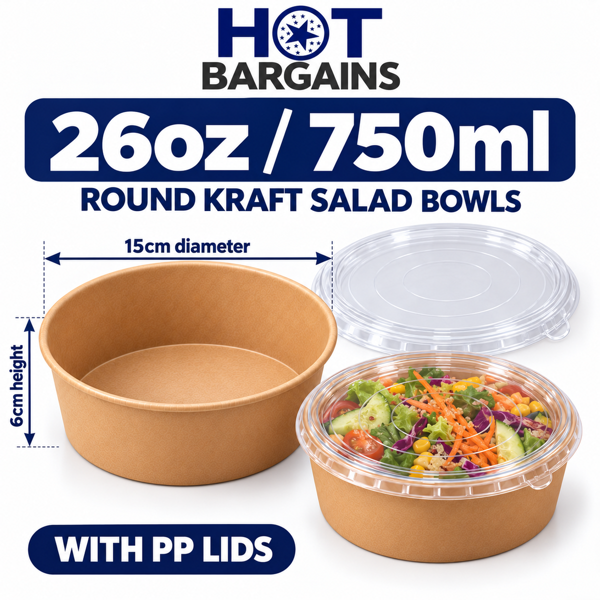 Hot Bargains — 150 X 26oz SALAD BOWL + LIDS — photo 3