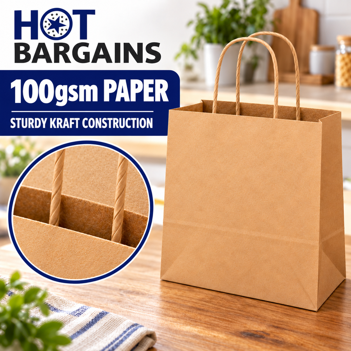 Hot Bargains — 250 X Brown Twisted Paper Bag - Medium — photo 5
