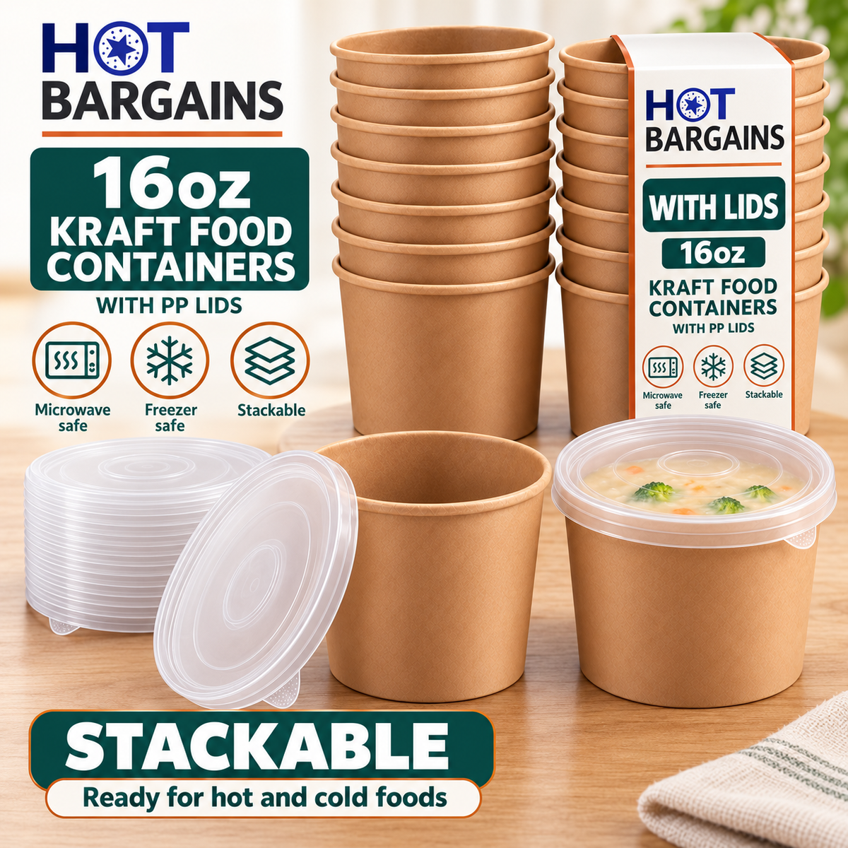 Hot Bargains — 250 x 16oz Brown Soup Cups + PP Lids — photo 6