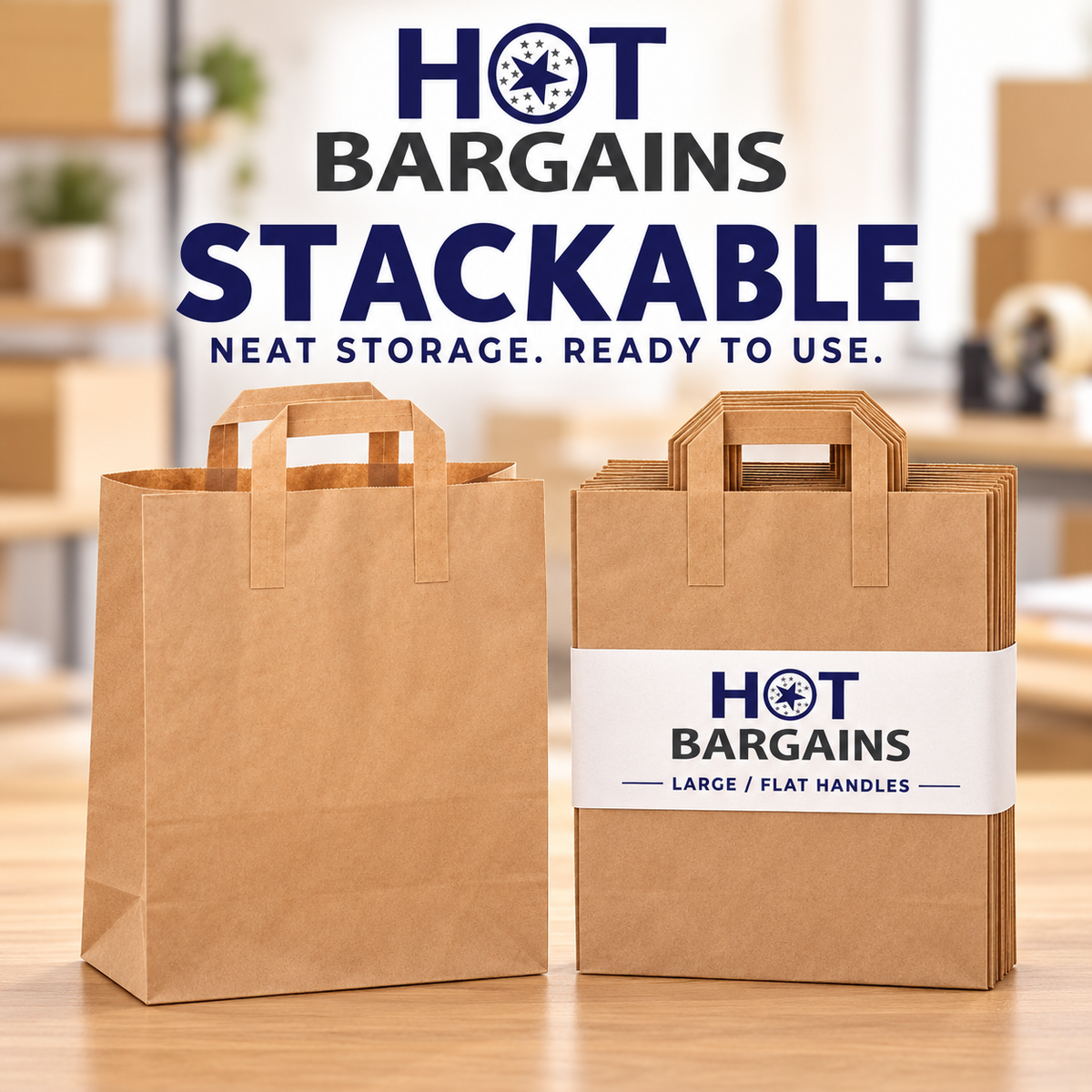 Hot Bargains — 250 X Brown Flat Handle Paper Bag - Large — photo 4