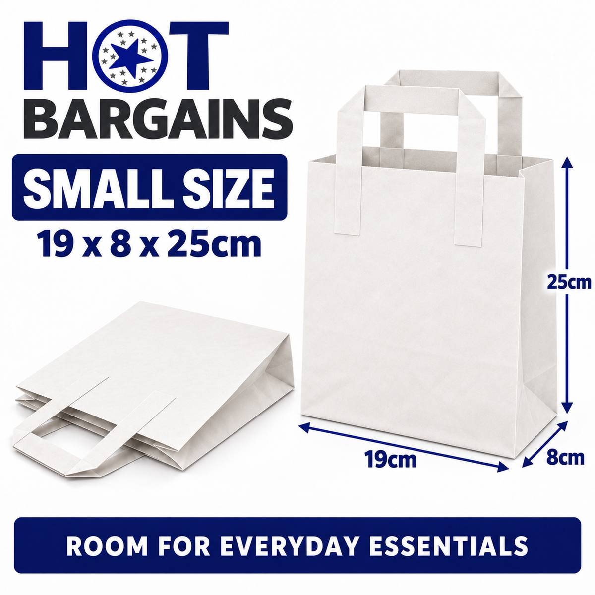 Hot Bargains — 250 X White Flat Handle Paper Bag - Small — photo 2