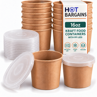 Hot Bargains — 250 x 16oz Brown Soup Cups + PP Lids