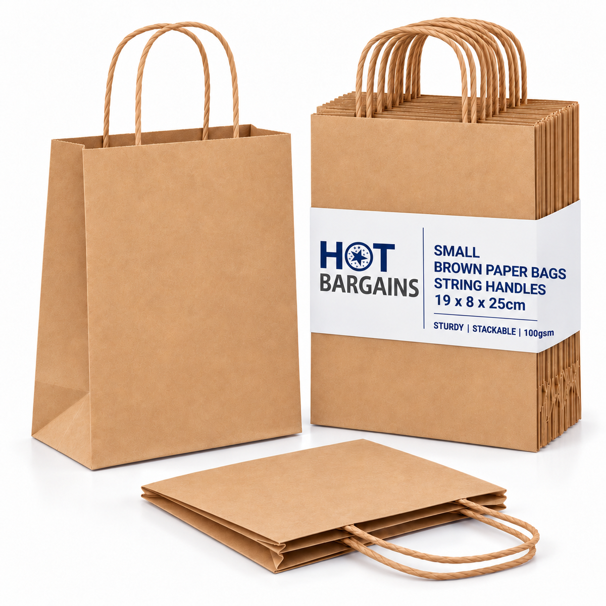Hot Bargains — 250 X Brown Twisted Paper Bag - Small