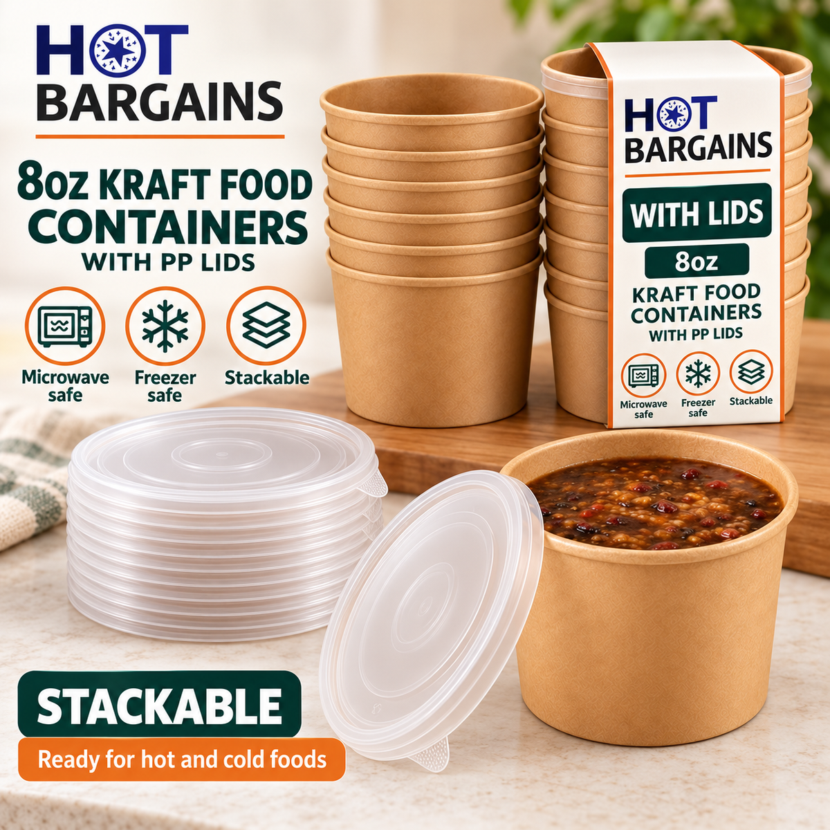Hot Bargains — 250 x 8oz Brown Soup Cups + PP Lids — photo 6