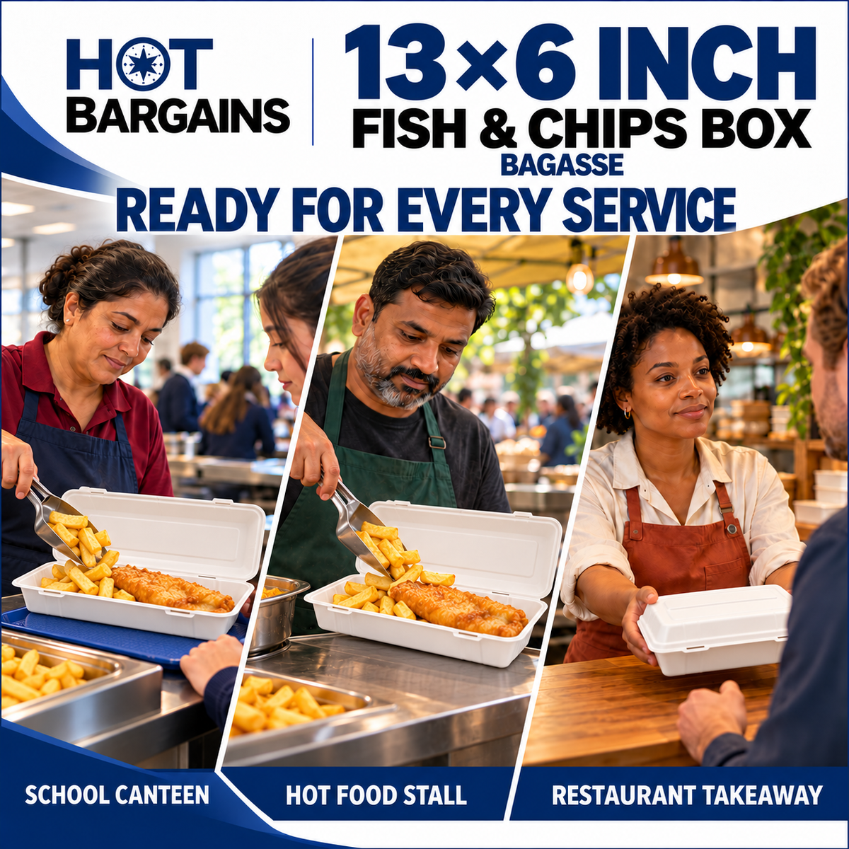 Hot Bargains — 250 X 13 x 6 inch Large FC Bagasse Box — photo 7