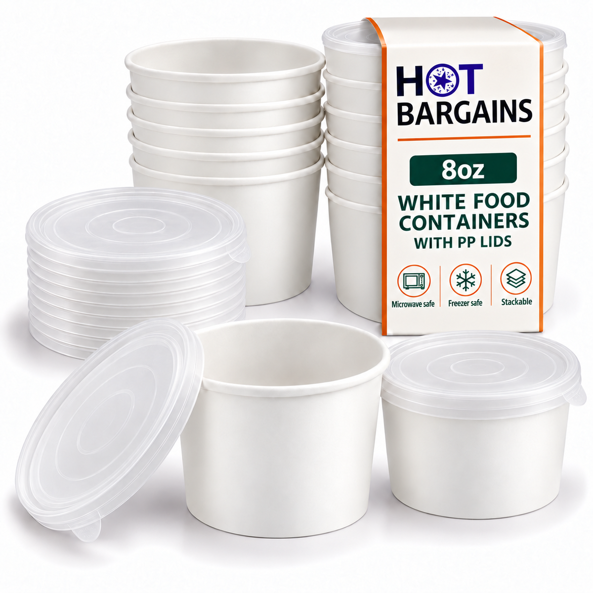 Hot Bargains — 250 x 8oz White Soup Cups + PP Lids
