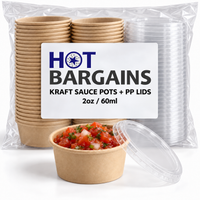Hot Bargains — 1000 x 2oz Kraft Paper Sauce Pots + Lids