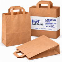 Hot Bargains — 250 X Brown Flat Handle Paper Bag - Large