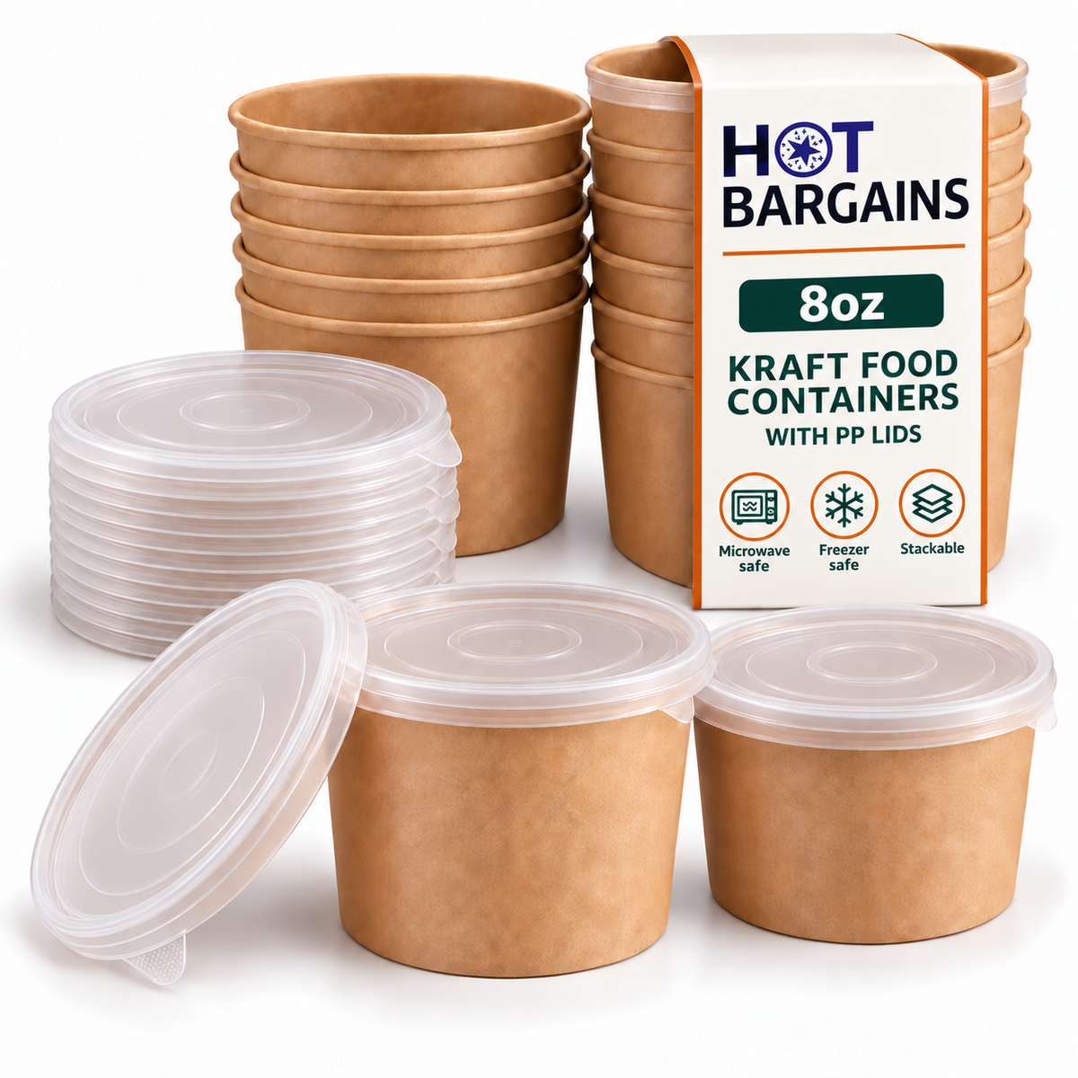 Hot Bargains — 250 x 8oz Brown Soup Cups + PP Lids