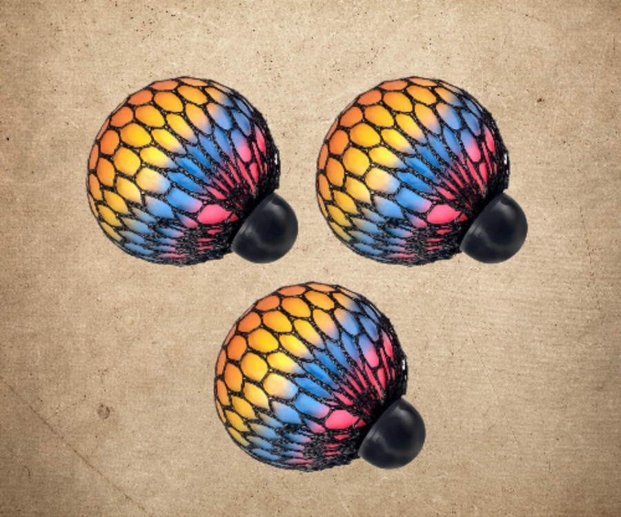 Rainbow Gripper Mesh Squishy Stress Ball – Colorful Fidget Toy for Anxiety Relief, Focus & Fun