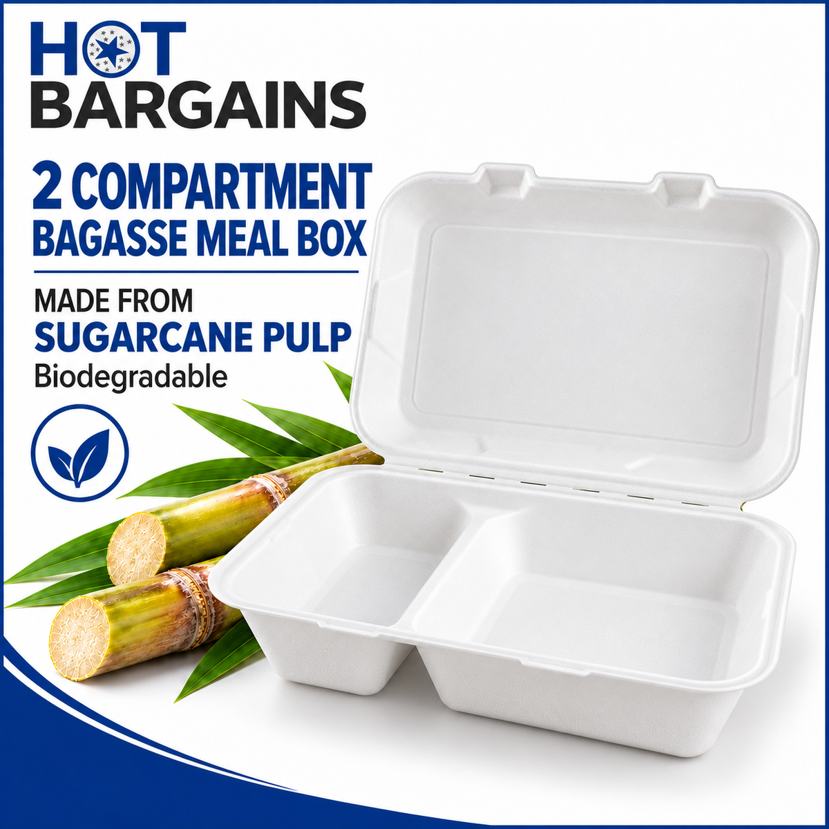 Hot Bargains — 250 x 2 Compartments Bagasse Box — photo 2