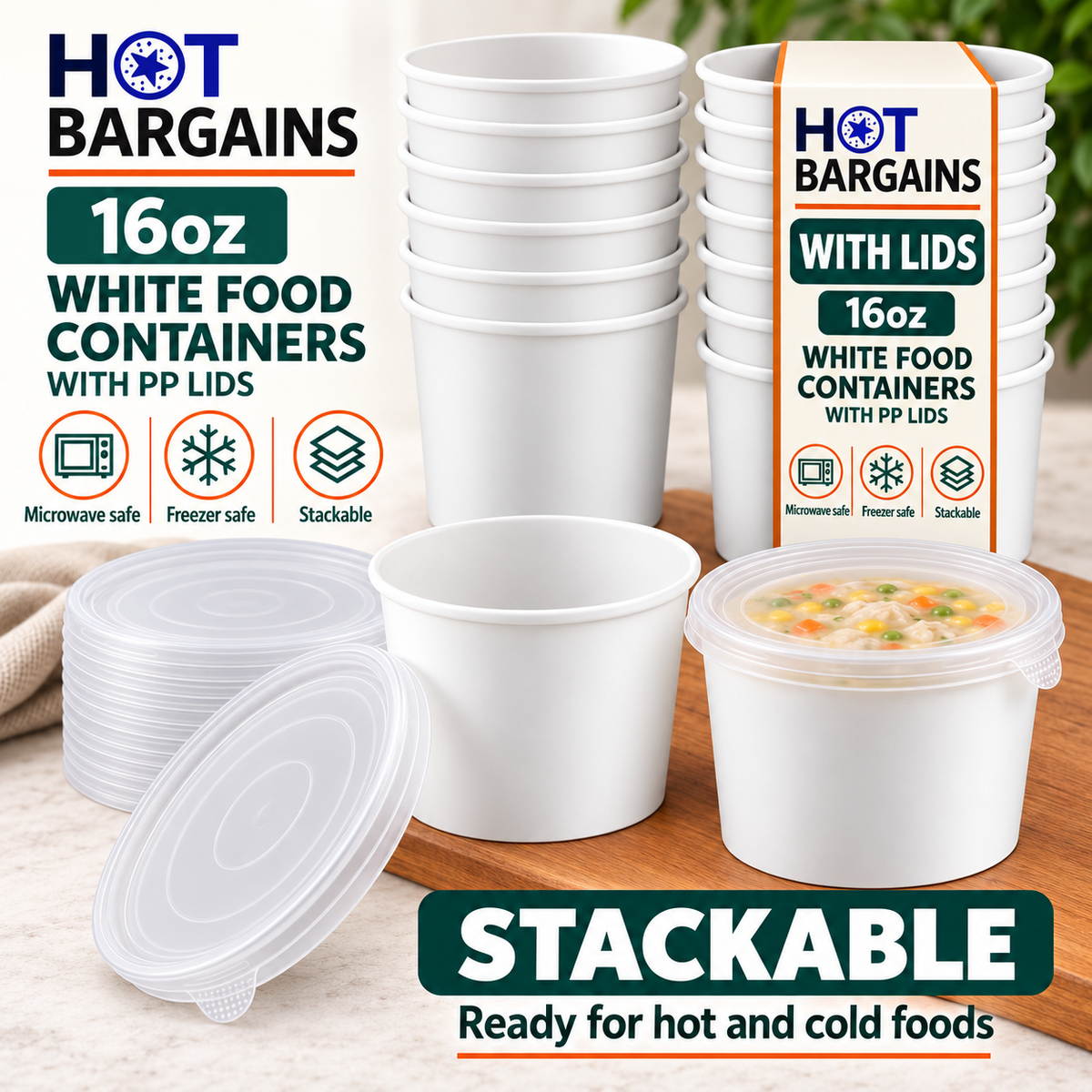 Hot Bargains — 250 x 16oz White Soup Cups + PP Lids — photo 6