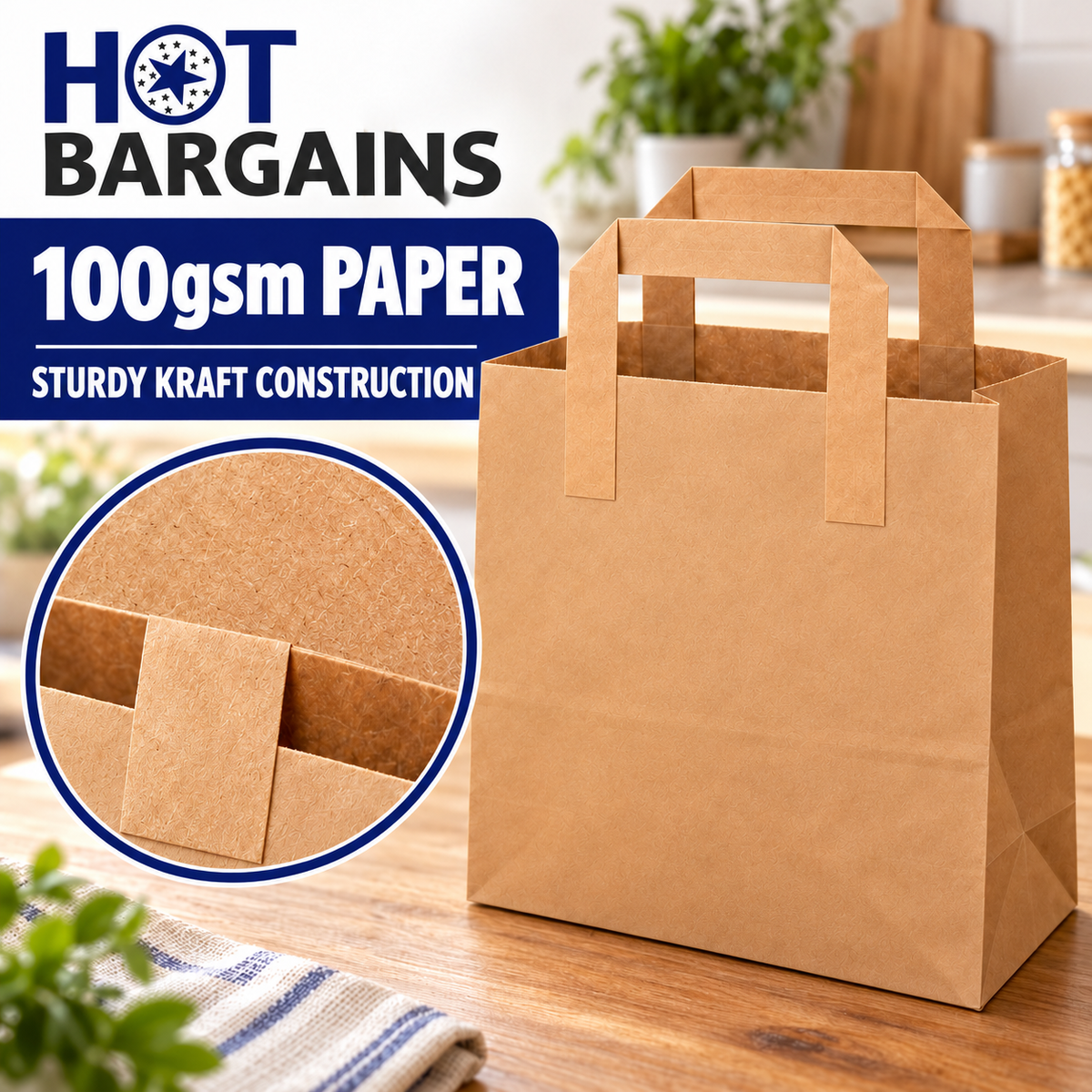 Hot Bargains — 250 X Brown Flat Handle Paper Bag - XL — photo 5