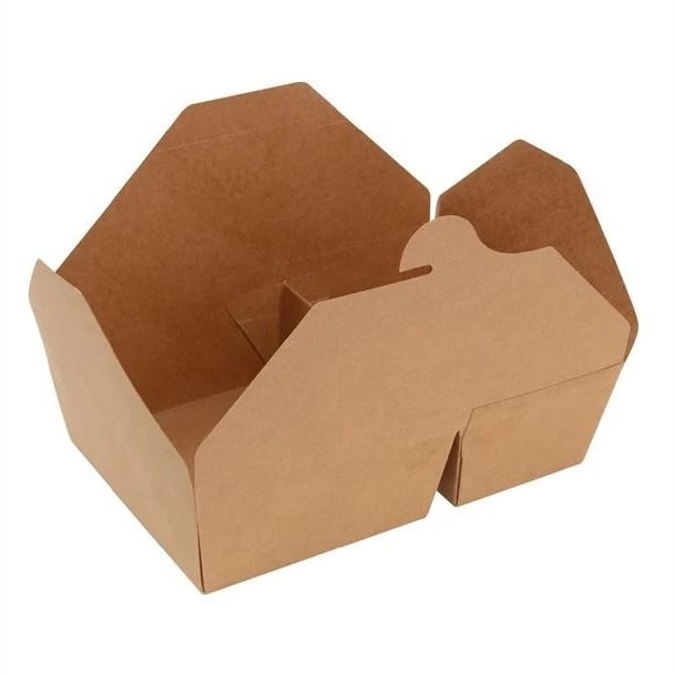 200 Pack of 2-Compartment Kraft Takeaway Food Boxes Leak-Proof Cardboard Snack Containers Biodegradable Disposable Food Containers 600ml / 900ml / 1200ml