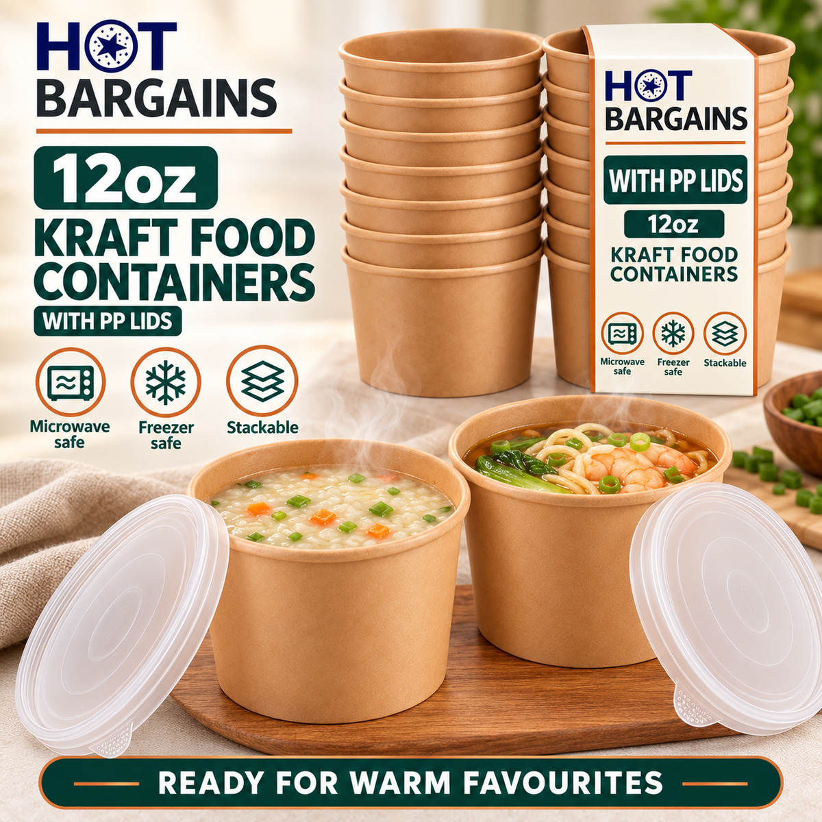 Hot Bargains — 250 x 12oz Brown Soup Cups + PP Lids — photo 3