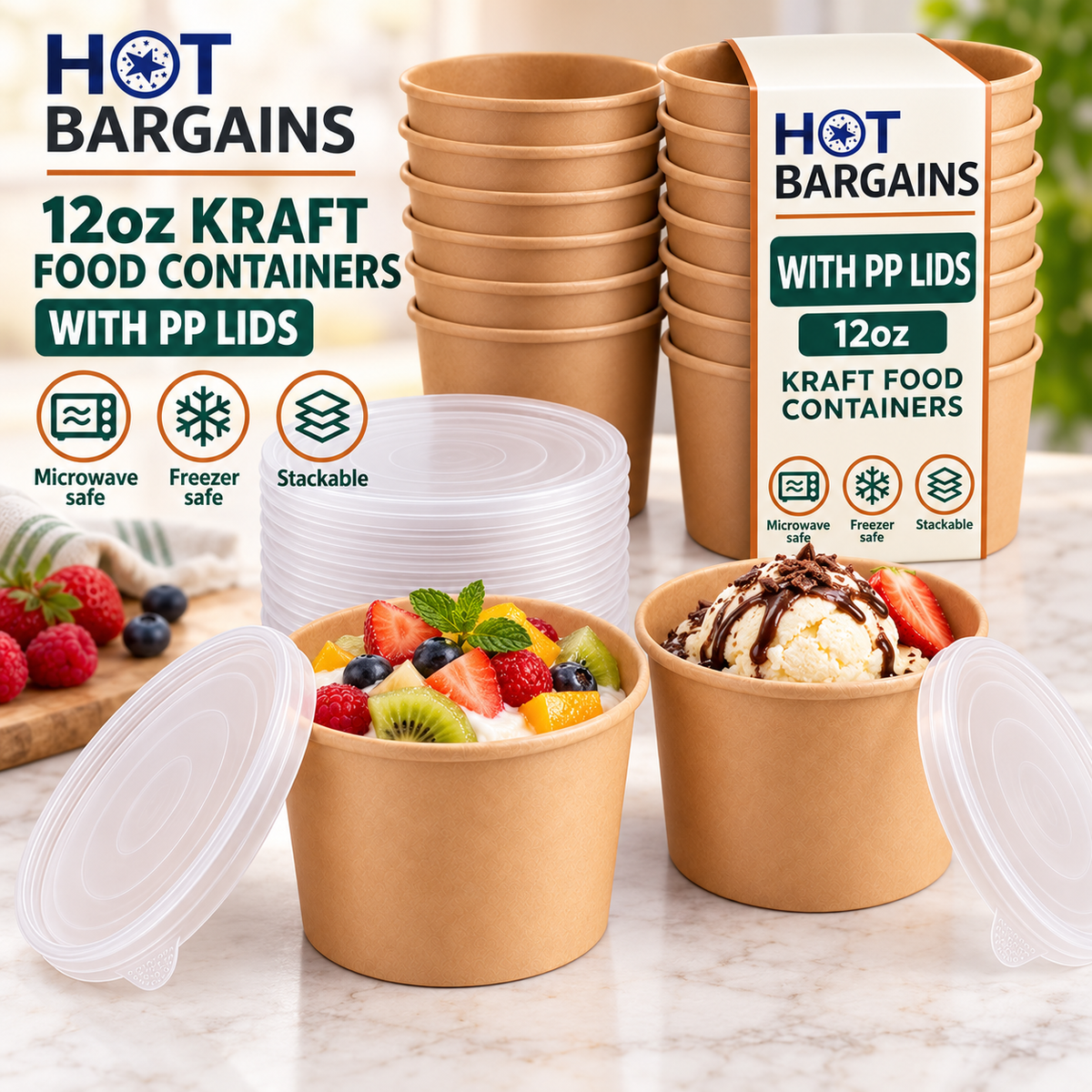Hot Bargains — 250 x 12oz Brown Soup Cups + PP Lids — photo 4