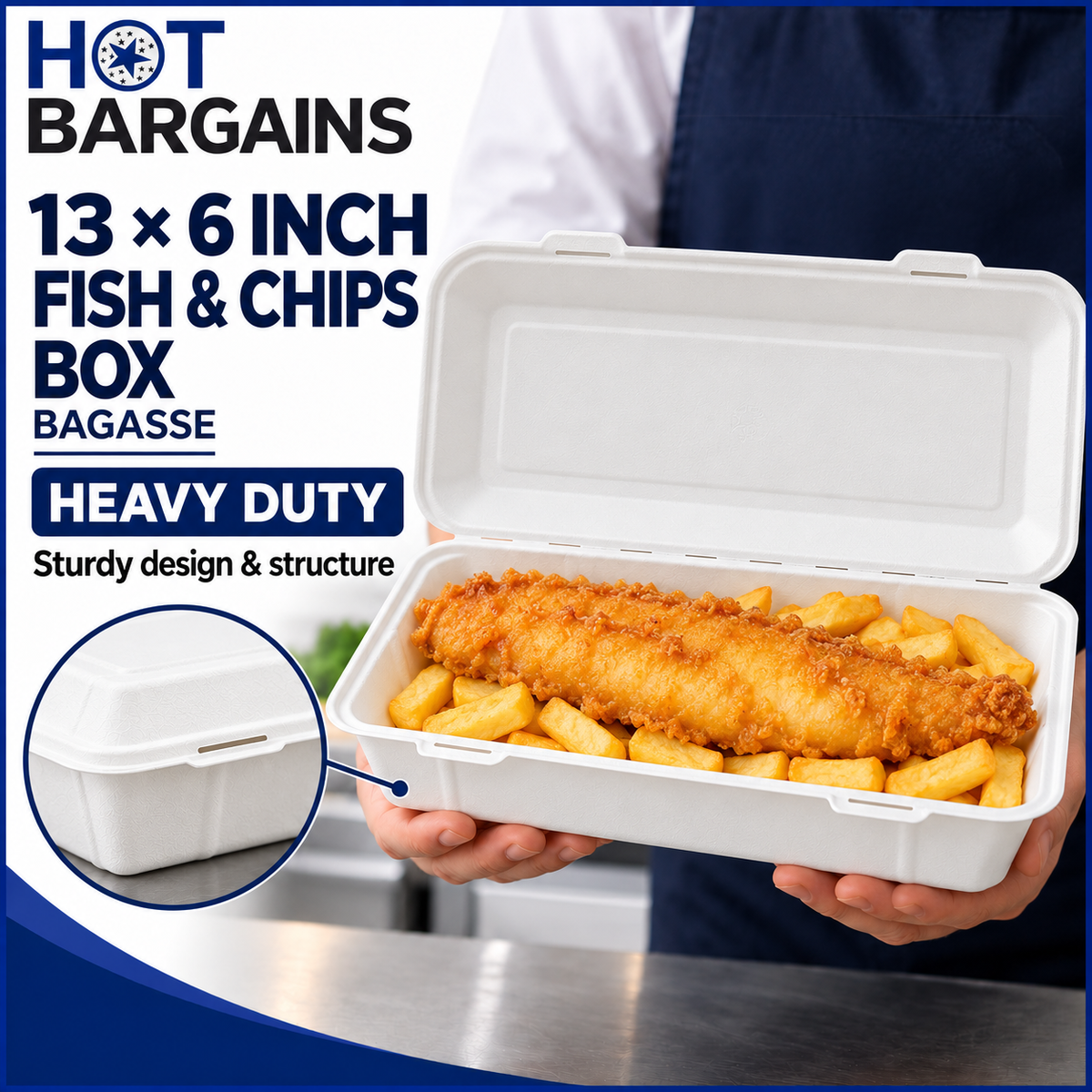 Hot Bargains — 250 X 13 x 6 inch Large FC Bagasse Box — photo 3