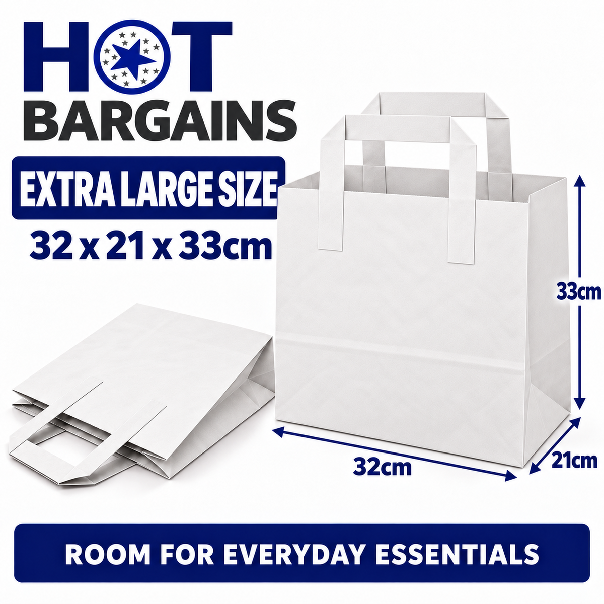 Hot Bargains — 250 X White Flat Handle Paper Bag - XL — photo 2