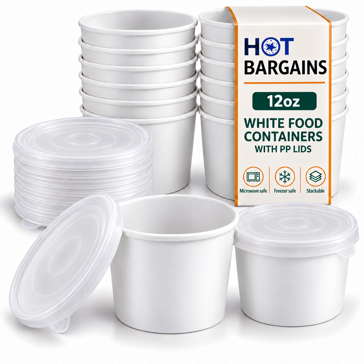 Hot Bargains — 250 x 12oz White Soup Cups + PP Lids