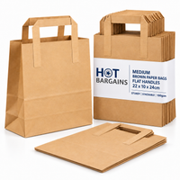 Hot Bargains — 250 X Brown Flat Handle Paper Bag - Medium