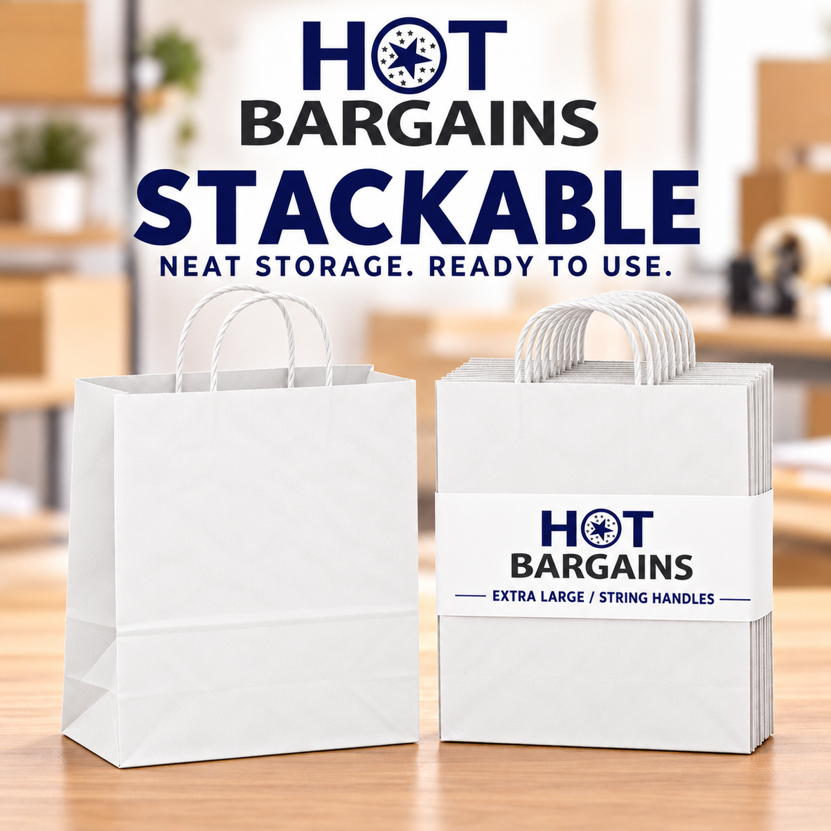 Hot Bargains — 250 X White Twisted Paper Bag - XL — photo 4
