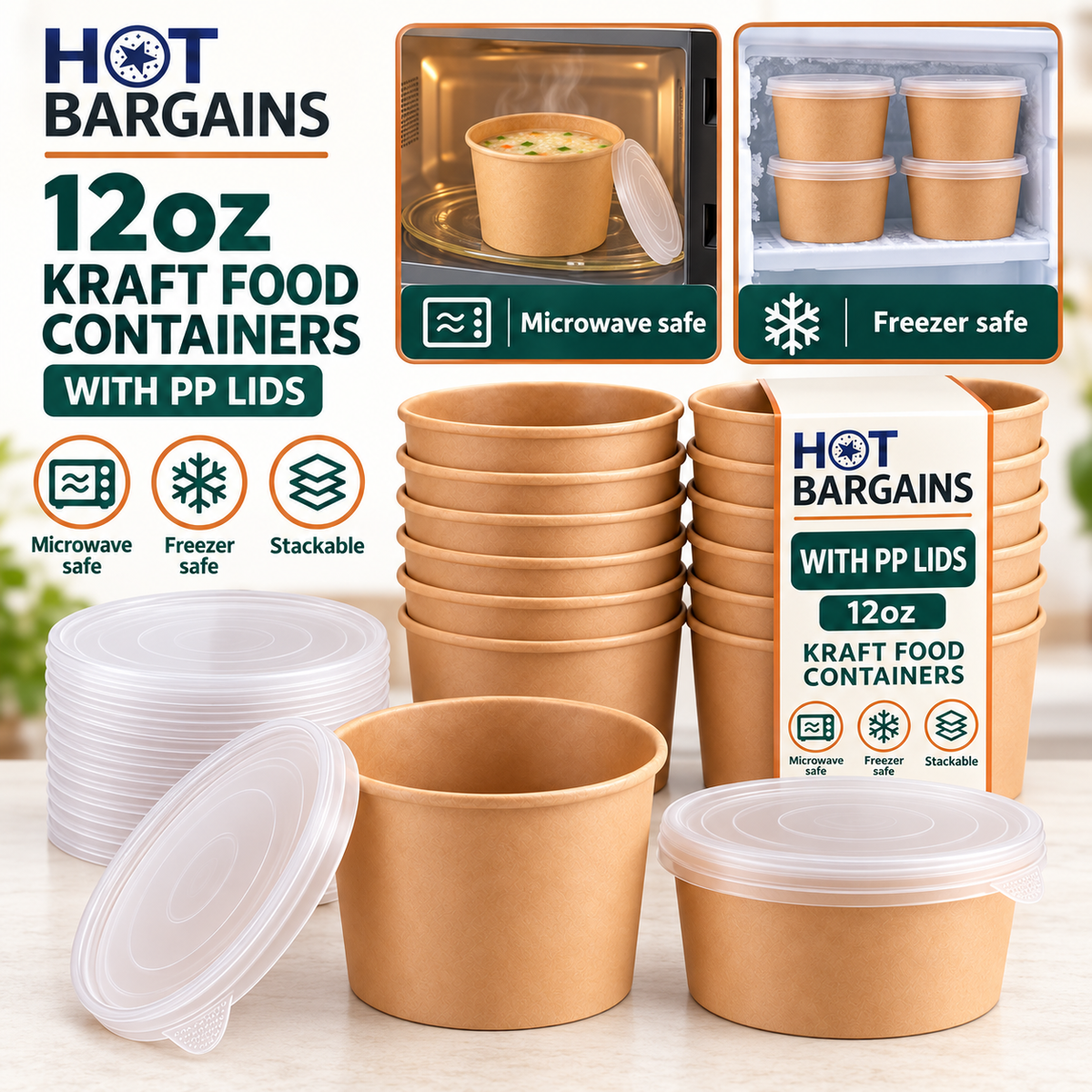 Hot Bargains — 250 x 12oz Brown Soup Cups + PP Lids — photo 5