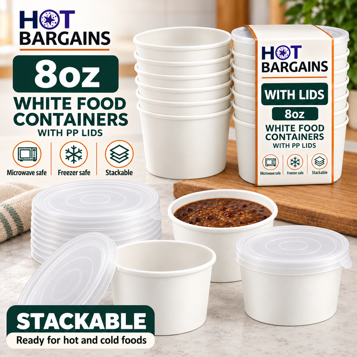 Hot Bargains — 250 x 8oz White Soup Cups + PP Lids — photo 6