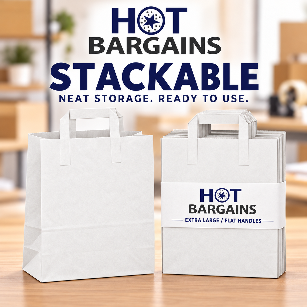 Hot Bargains — 250 X White Flat Handle Paper Bag - XL — photo 4