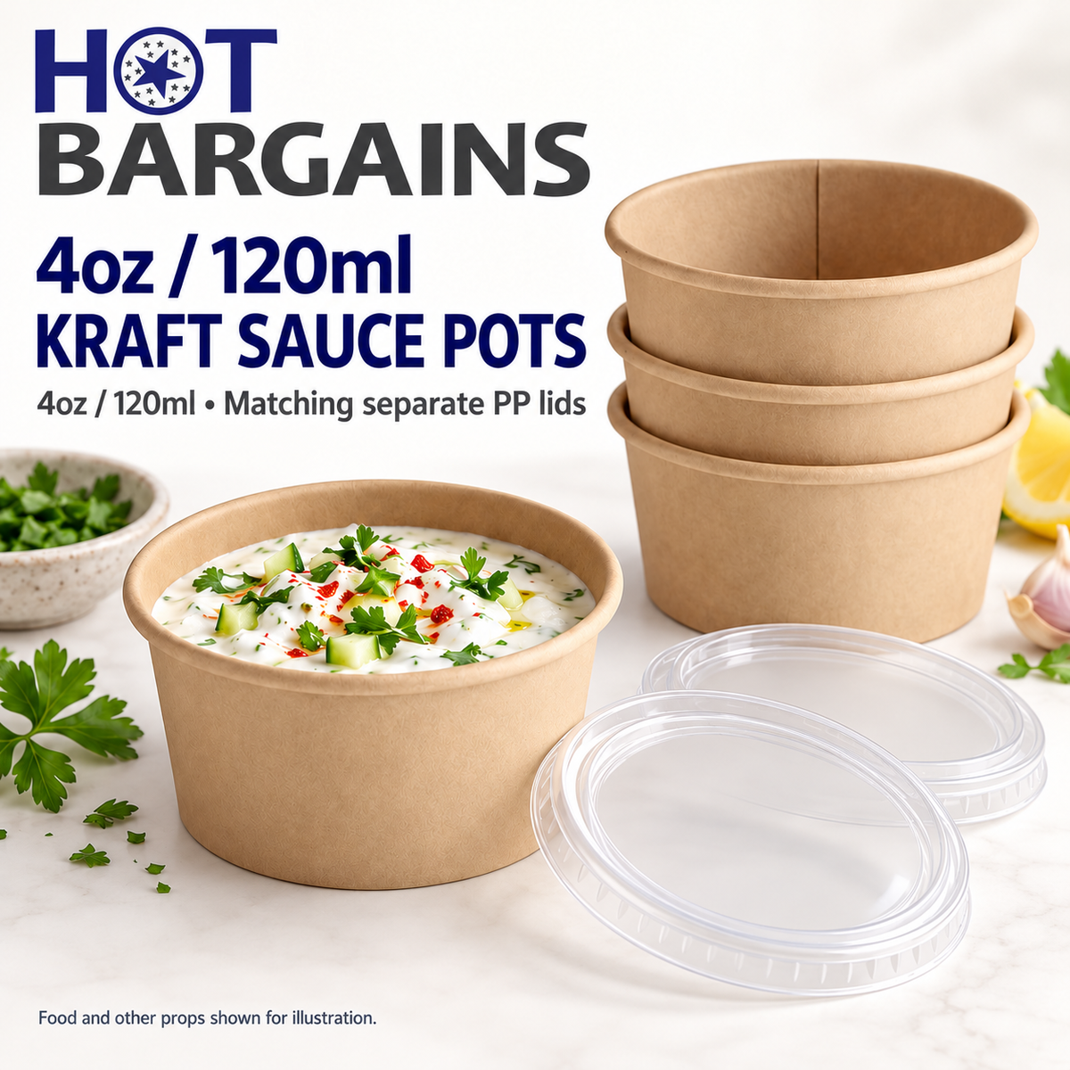 Hot Bargains — 1000 x 4oz Kraft Paper Sauce Pots + Lids — photo 2