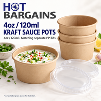 Hot Bargains — 1000 x 4oz Kraft Paper Sauce Pots + Lids — photo 2
