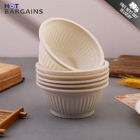 Pack of 200 Corn-Starch Disposable Round Food Bowls | Biodegradable, BPA-Free, Microwave & Freezer Safe