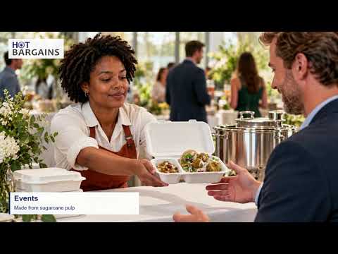 HOT BARGAINS Two Compartment Bagasse Meal Boxes