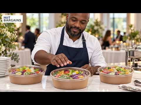 HOT BARGAINS Kraft Round Salad Bowls with PP Lids | 18oz, 26oz, 35oz & 45oz